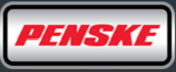 Penske logo with red text on a gray and black background