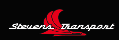 Stevens Transport logo with stylized red ship and white text