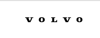 Black and white Volvo logo with the text 'VOLVO' in uppercase letters.