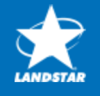 Landstar logo featuring a white star with orbiting rings on a blue background