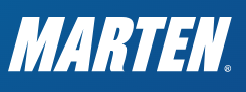 Marten logo in bold white letters on a blue background