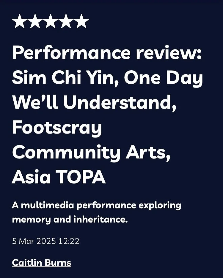 Latest review for @_artshub features Sim Chi Yin&rsquo;s Aus premiere of &lsquo;One Day We&rsquo;ll Understand&rsquo; &mdash; a flawless 60min performance that begins as an autobiographical journey of self-discovery and leaves us reflecting on the ha