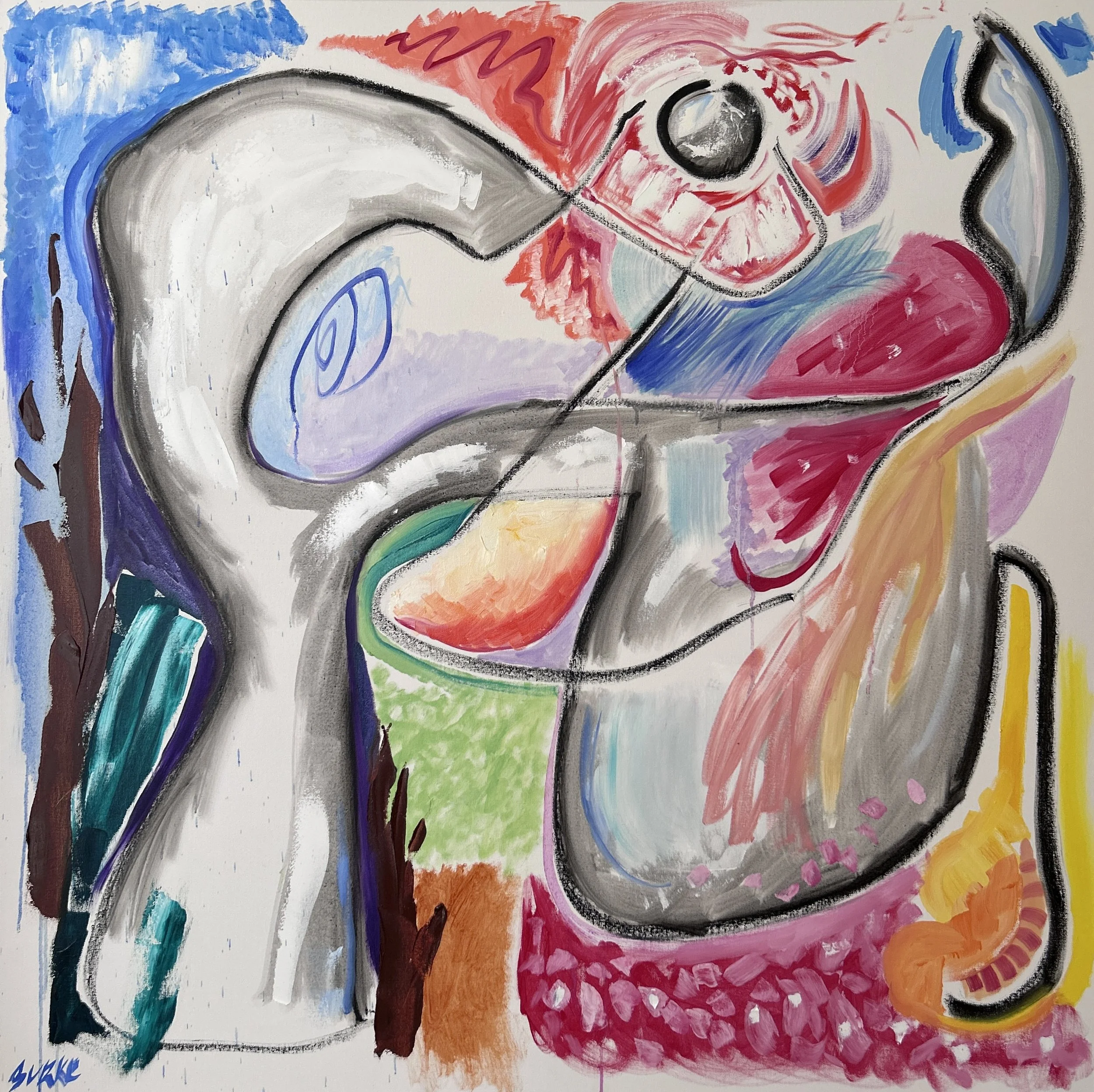 stone-like flesh / dreaming of something real (2026). oil on canvas. 48 x 48 in