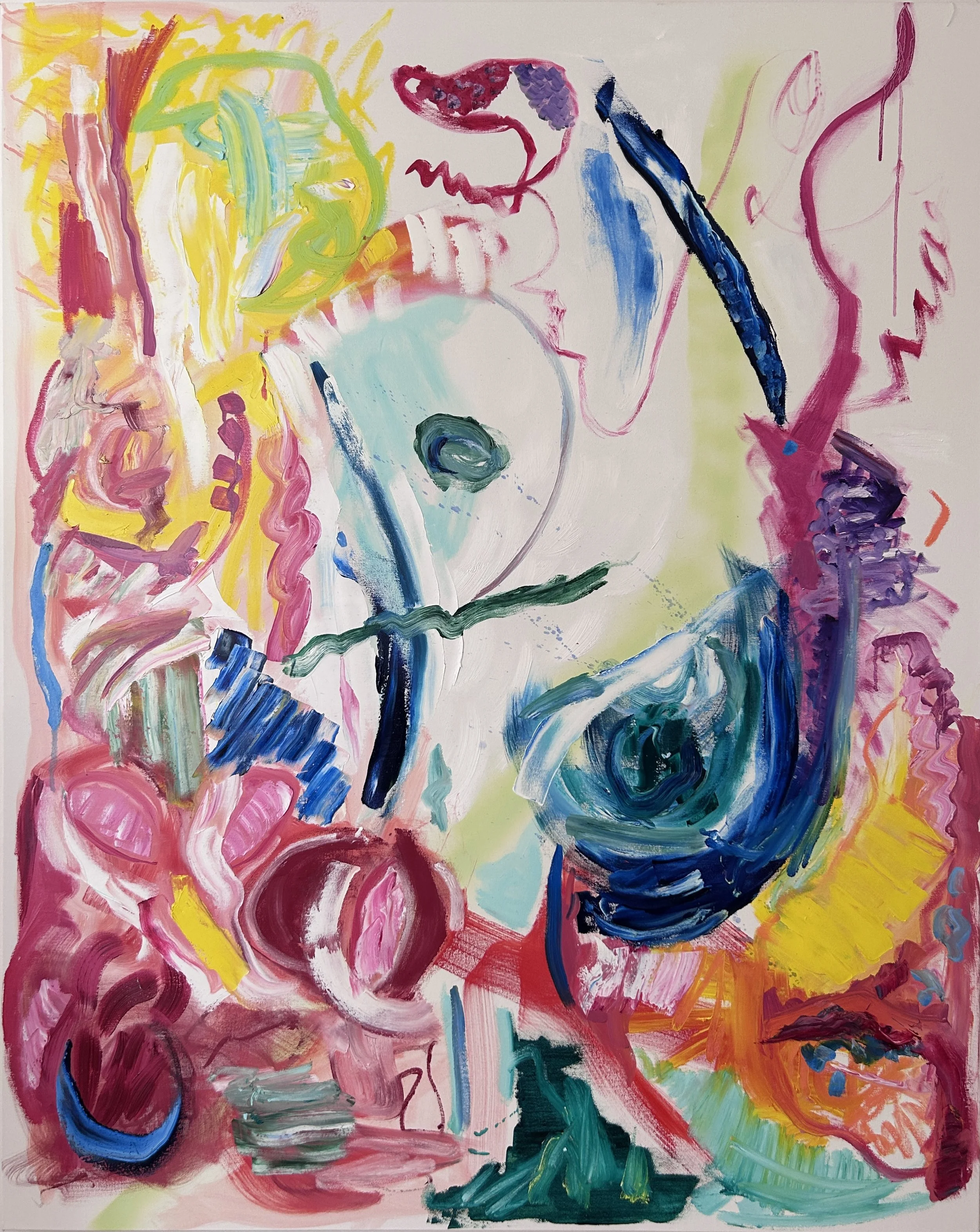 to dash against darkness (2026). oil and acrylic spray paint on canvas. 60 x 48 in