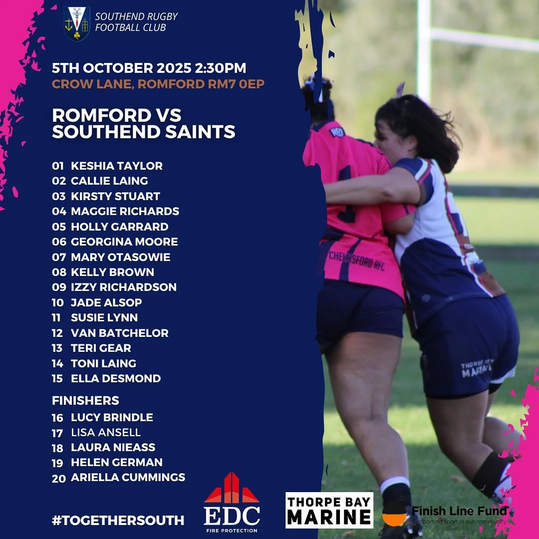 Your saints team to face @romfordravensrugby 

Let&rsquo;s go Saints!