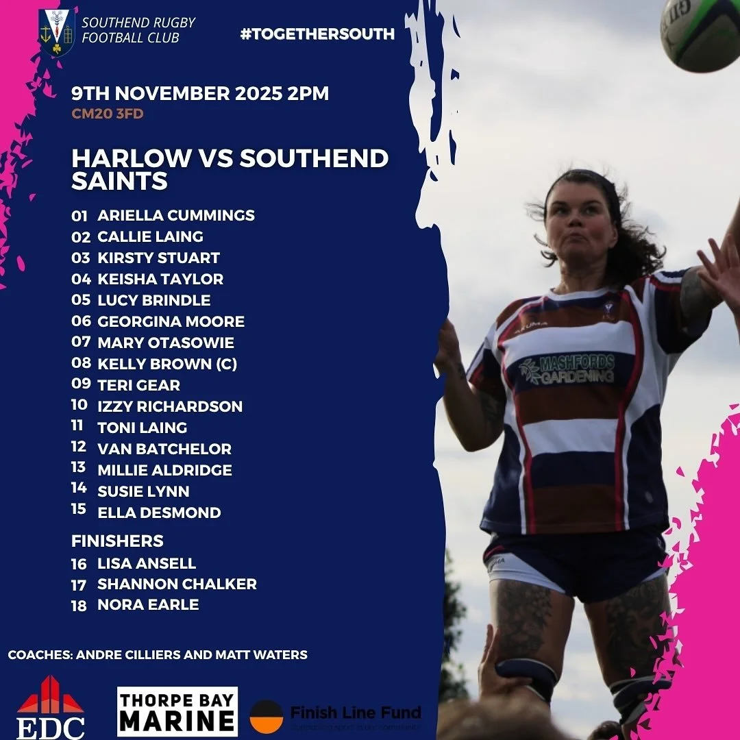 Your Saints team to face @harlowladiesrugby this Sunday! 

Let&rsquo;s go Saints 💪
