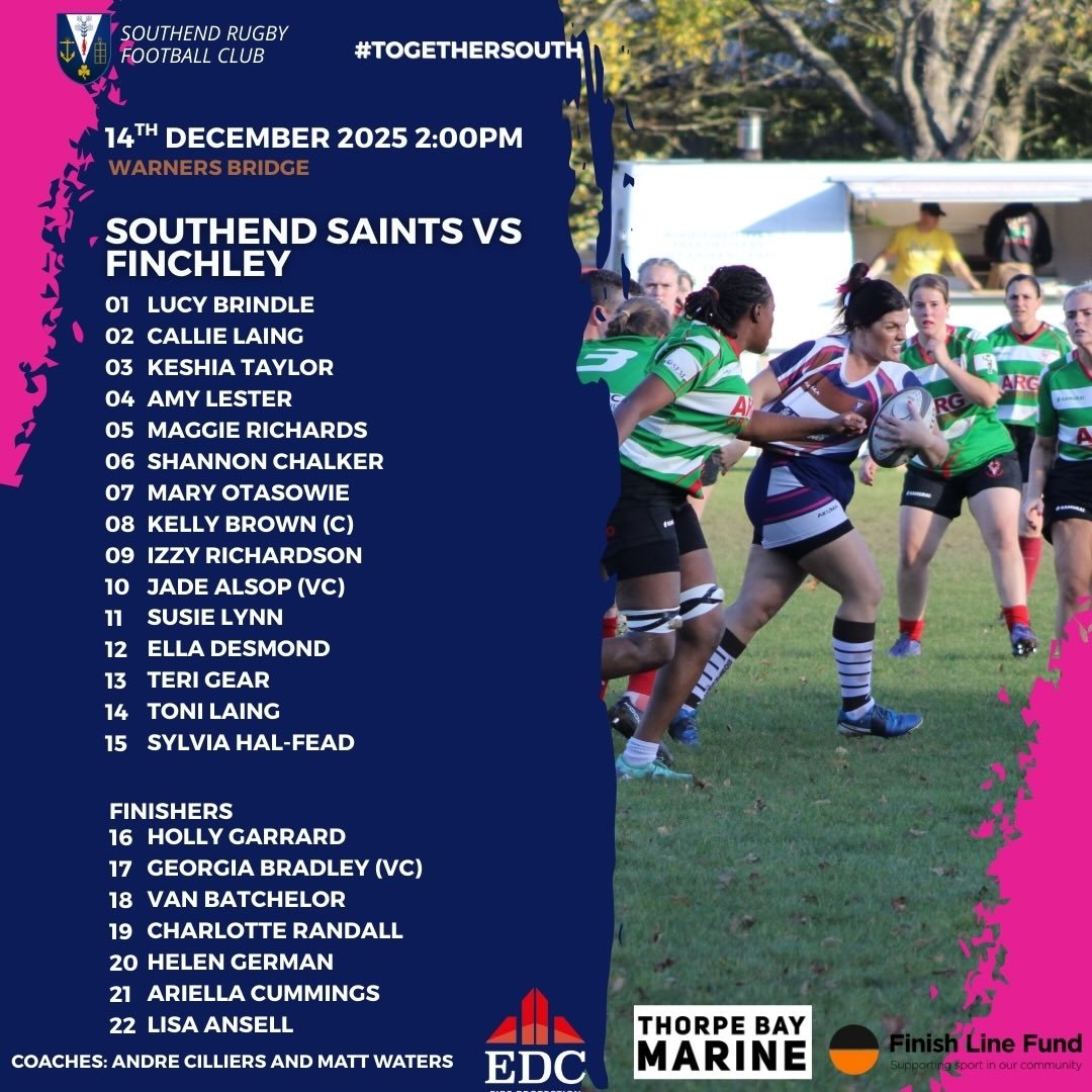 TEAMS UP

Your saints team to play Finchley, this Sunday, at home! 

Let&rsquo;s go Saints 💪