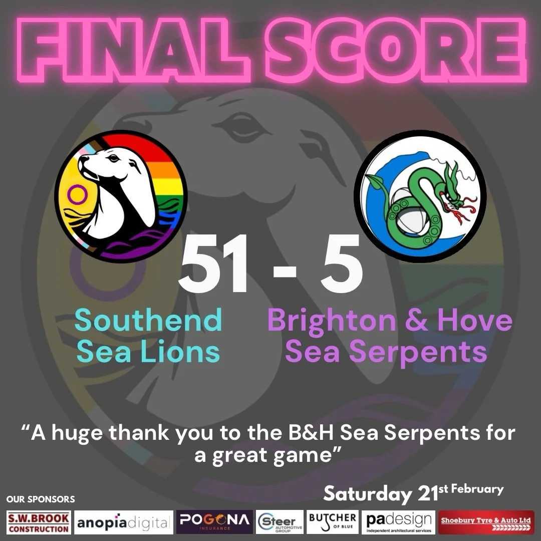 The Southend Sea Lions opened 2026 with a strong 51&ndash;5 win over the Brighton and Hove Sea Serpents in front of around 100 spectators, including several injured team‑mates cheering from the sidelines.
New players Adelin and David impressed on deb