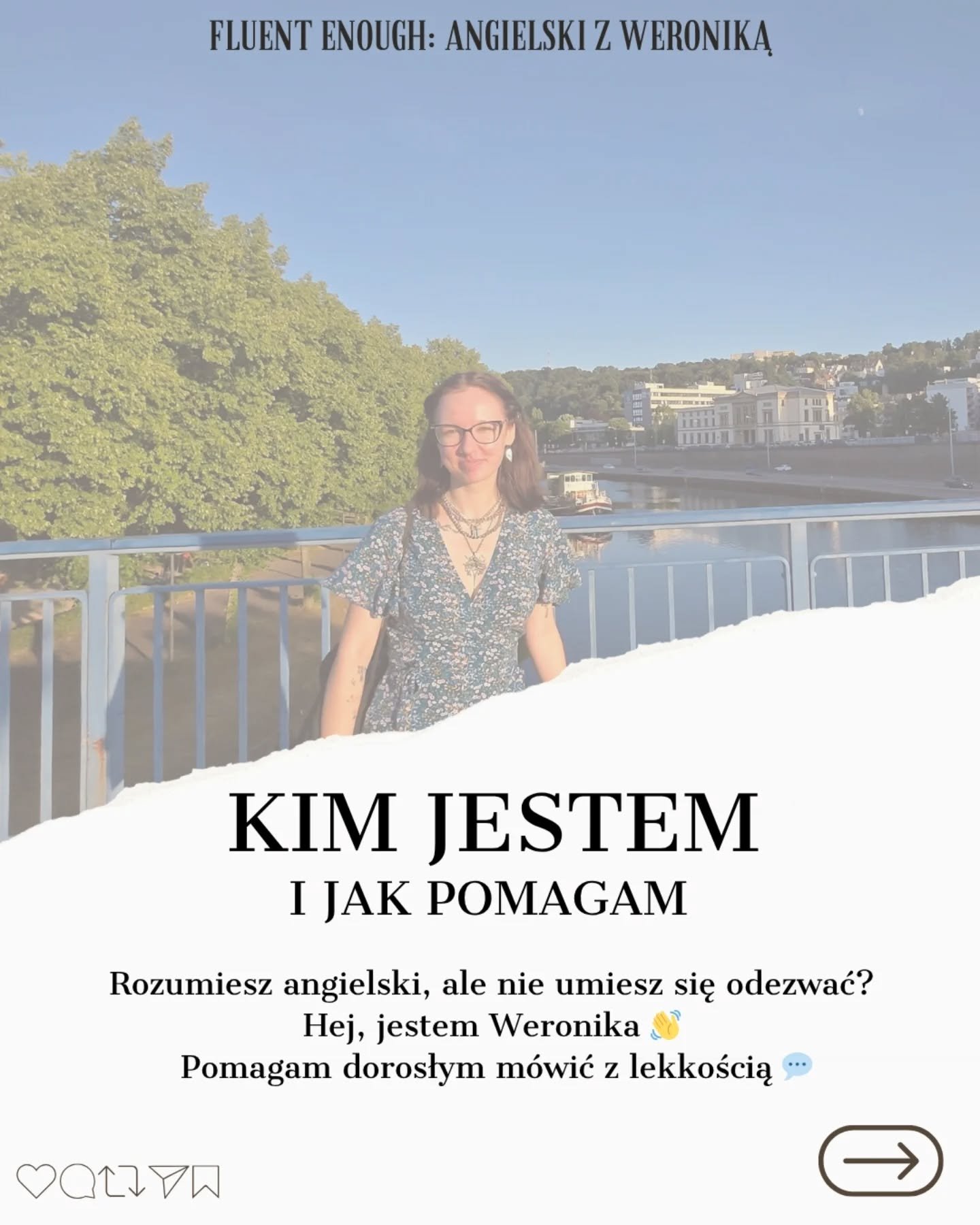 Rozumiesz, ale nie m&oacute;wisz? Znam to z własnego doświadczenia.

Dlatego stworzyłam ten mały kącik w internecie - miejsce, w kt&oacute;rym uczysz się m&oacute;wić po angielsku bez stresu, pozbywasz się pustki w głowie i uczysz się używać tych sł&