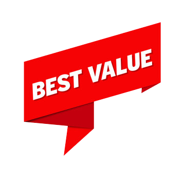 Red ribbon with white text that reads 'BEST VALUE'.