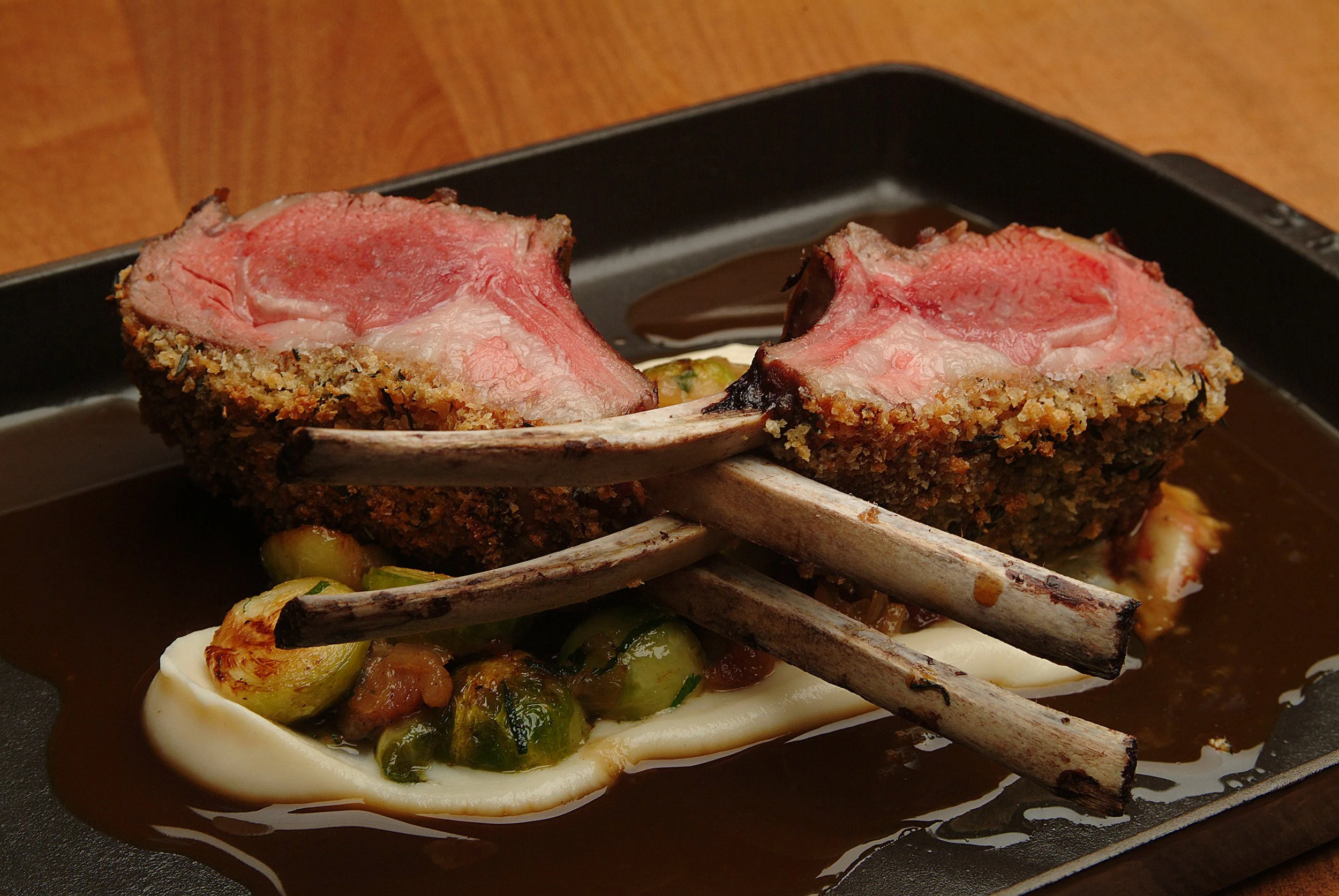 Crusted Lamb, Brussel Sprout, White bean Puree.jpg