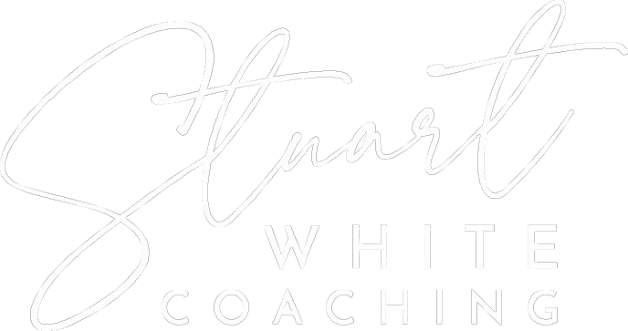 Logo with white script text reading 'Stuart White Coaching'