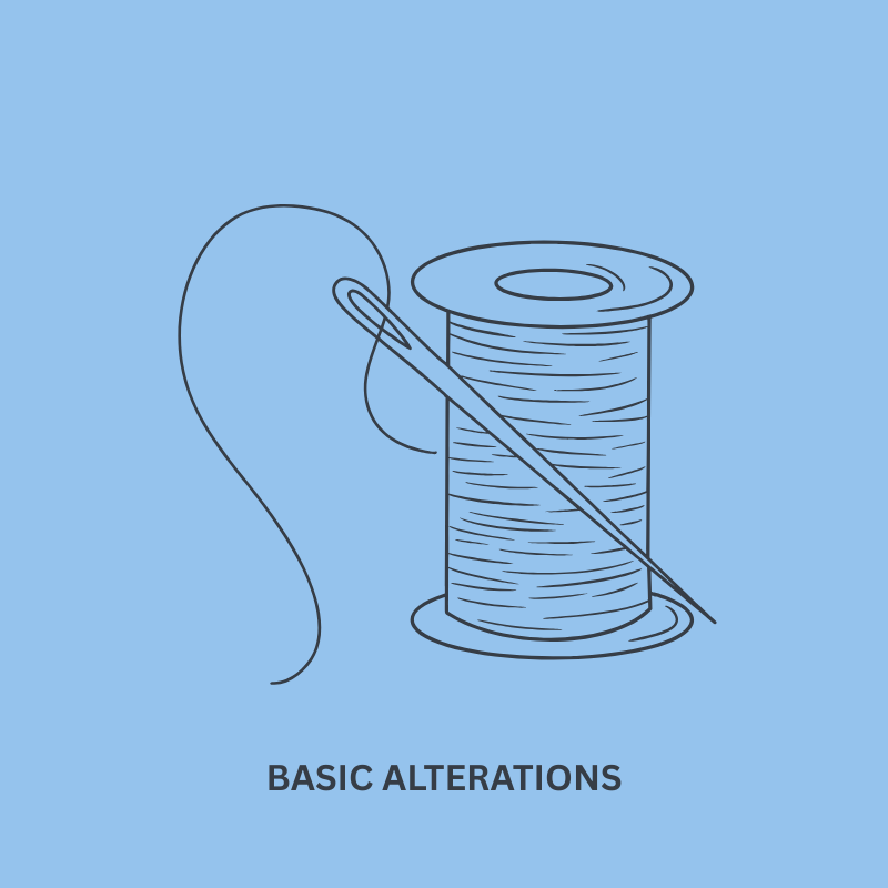 needle and thread and the words basic alterations