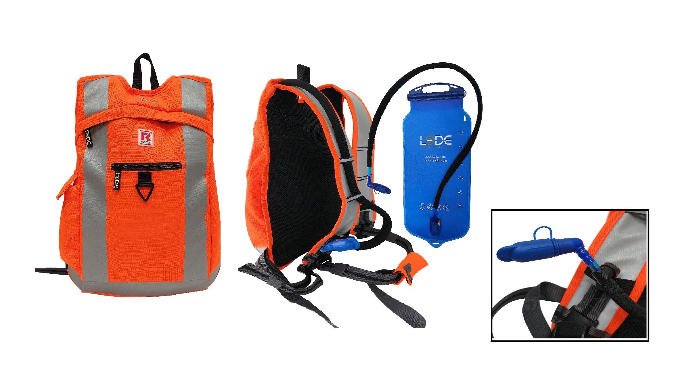 Rip-Clip hydration rucksack with water bladder, tubing and mouth piece