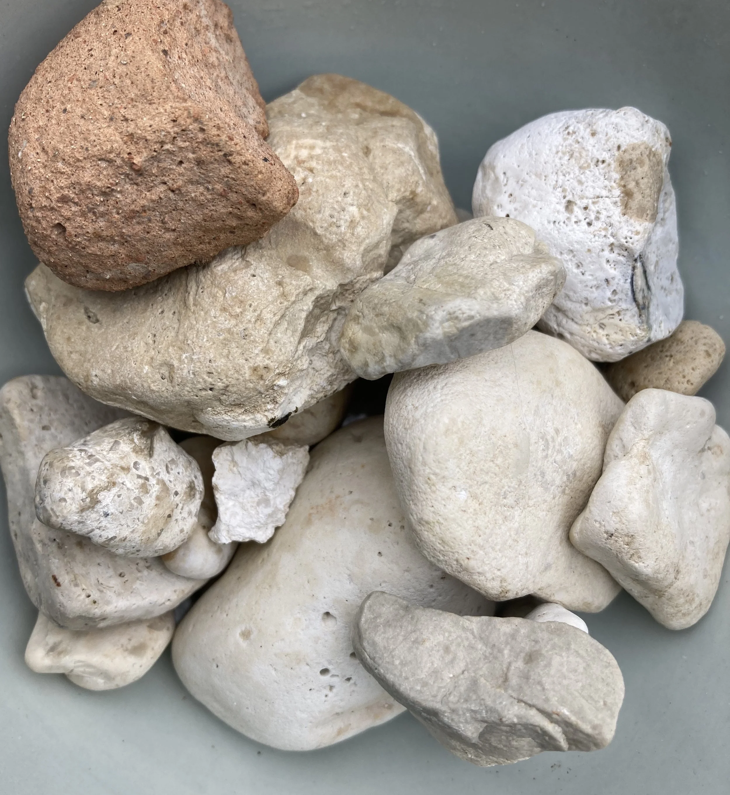 Gathered rocks for grinding into pigments, Lake Michigan, Summer (Zoo Beach, Racine, Wisconsin) 2025 - digital photograph