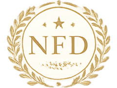 アトリエ・ノアのNFD公認校としての信頼性と資格取得指導を象徴する、ゴールドのNFD認定エンブレムアイコン。