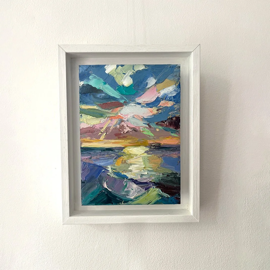 Pallette knife Hove beach Sunburst framed.jpg