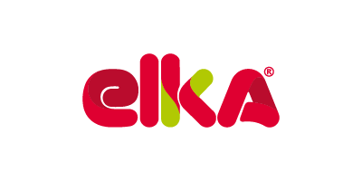 Elka logo with stylized red and green lettering on a white background.