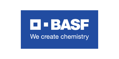 BASF logo with the tagline "We create chemistry" on a blue background.