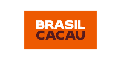 Text on an orange and black background that reads "BRASIL CACAU"