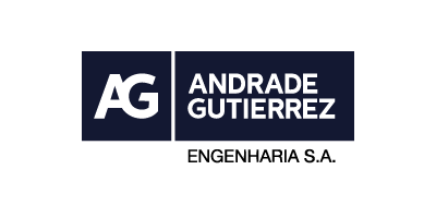 Logo for Andrade Gutierrez Engenharia S.A., with initials 'AG' in a dark blue square next to the company name.