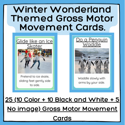Winter Wonderland Themed Movement Cards. Brain Break. Gross Motor Indoor.