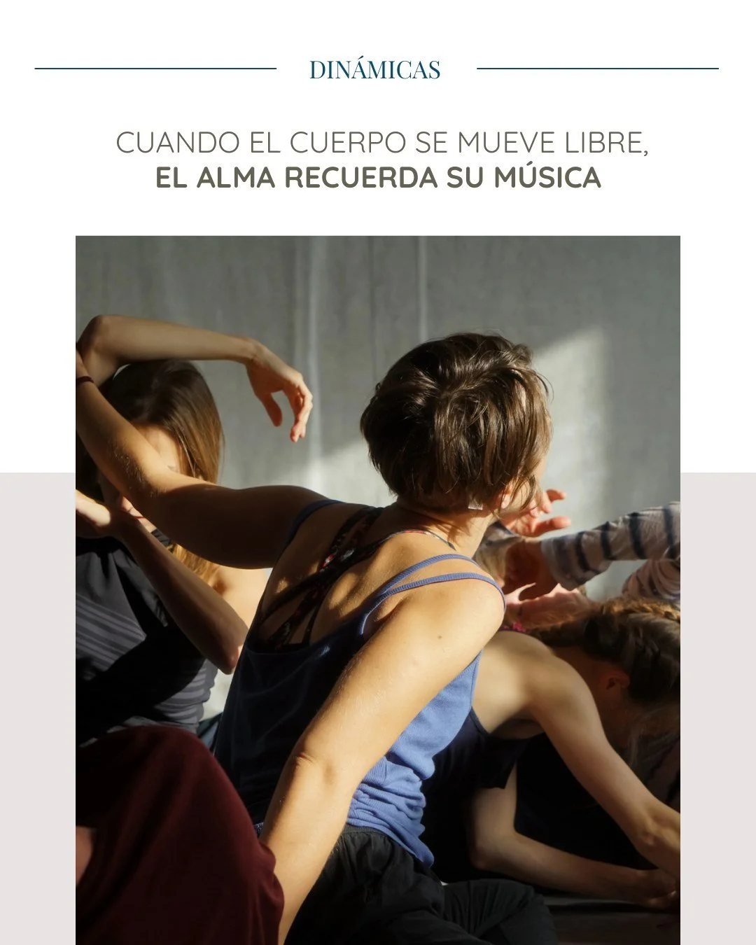 La danza terapia en Volver al SER es mucho m&aacute;s que bailar. Es un espacio donde el movimiento se convierte en lenguaje, donde lo que estaba bloqueado encuentra salida y donde lo reprimido se transforma en energ&iacute;a vital.

A trav&eacute;s 