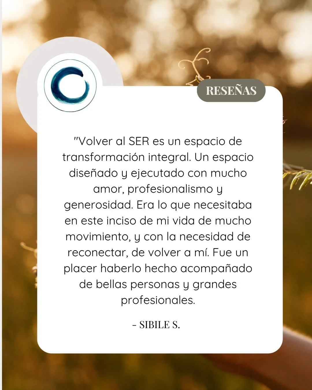 Hay palabras que no se escriben para convencer, sino para dar testimonio. 📜

Cuando alguien nombra su experiencia desde un lugar tan honesto, sabemos que algo esencial ocurri&oacute;.

Sibile lleg&oacute; a Volver al SER en un momento de mucho movim