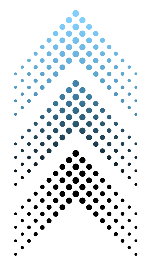 Digital illustration of a holographic human head silhouette composed of interconnected geometric shapes in blue shades.