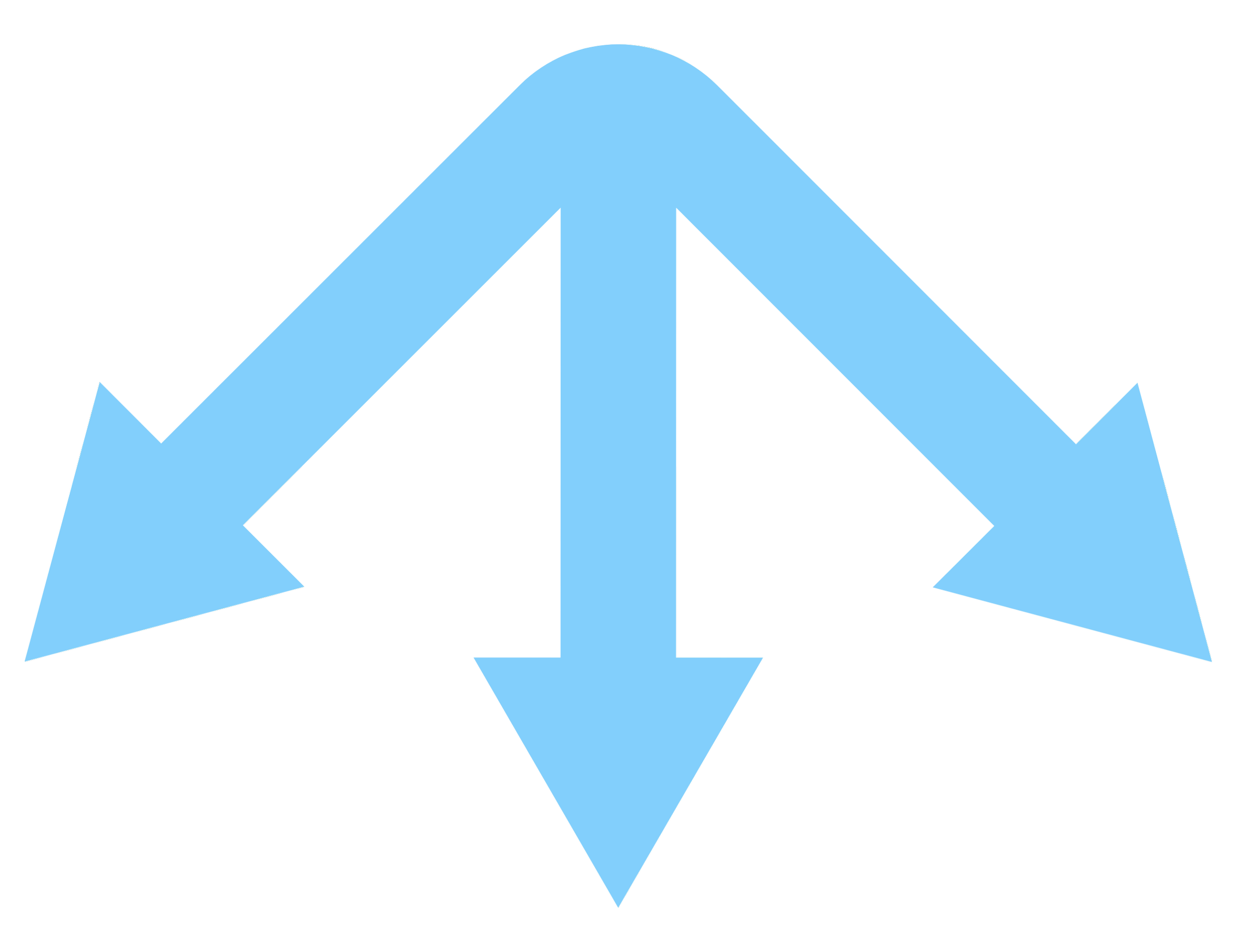 Blue arrow pointing upward and downward against a black background.