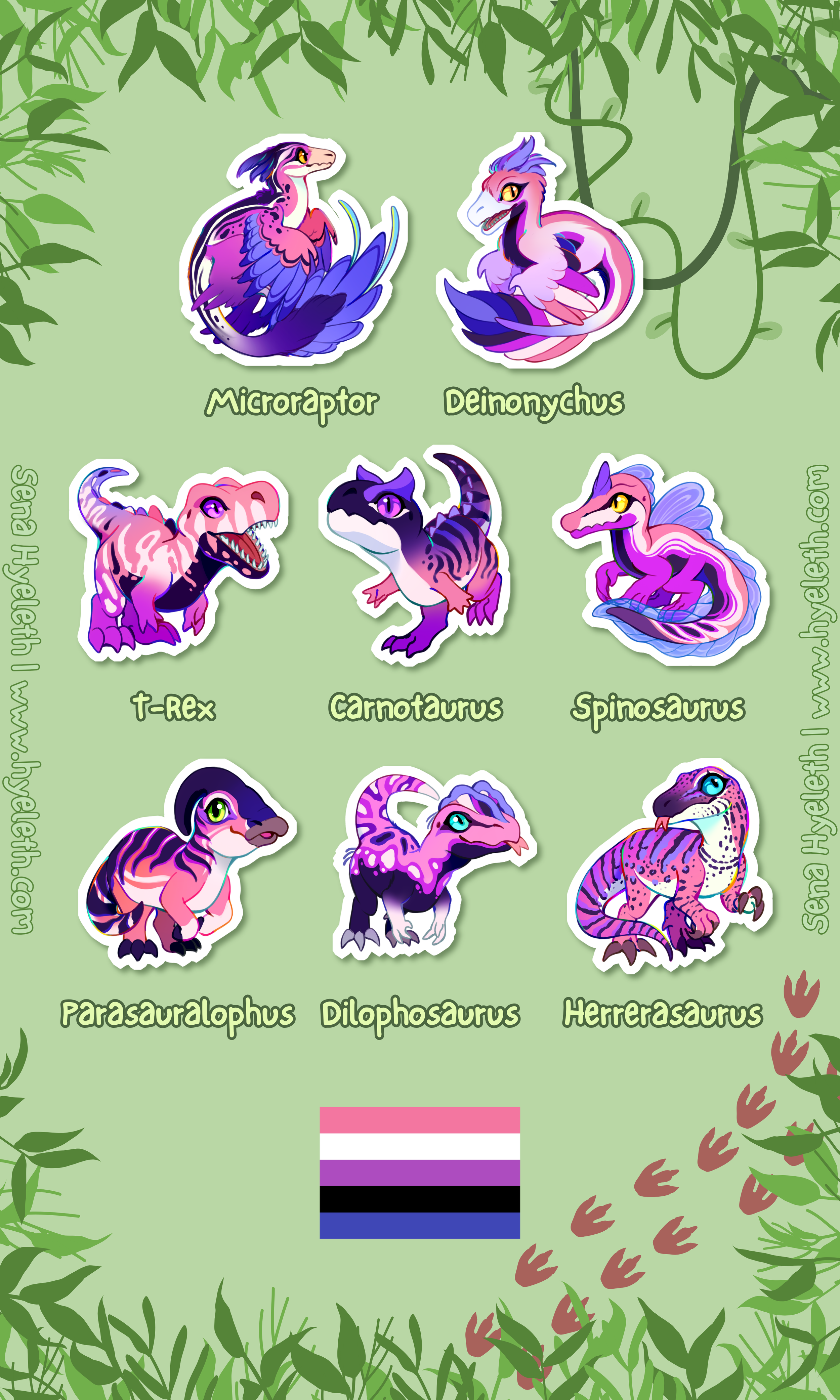 🏳️‍🌈Paleo Pride🏳️‍⚧️ Genderfluid Pack | Holographic Sticker Bundle