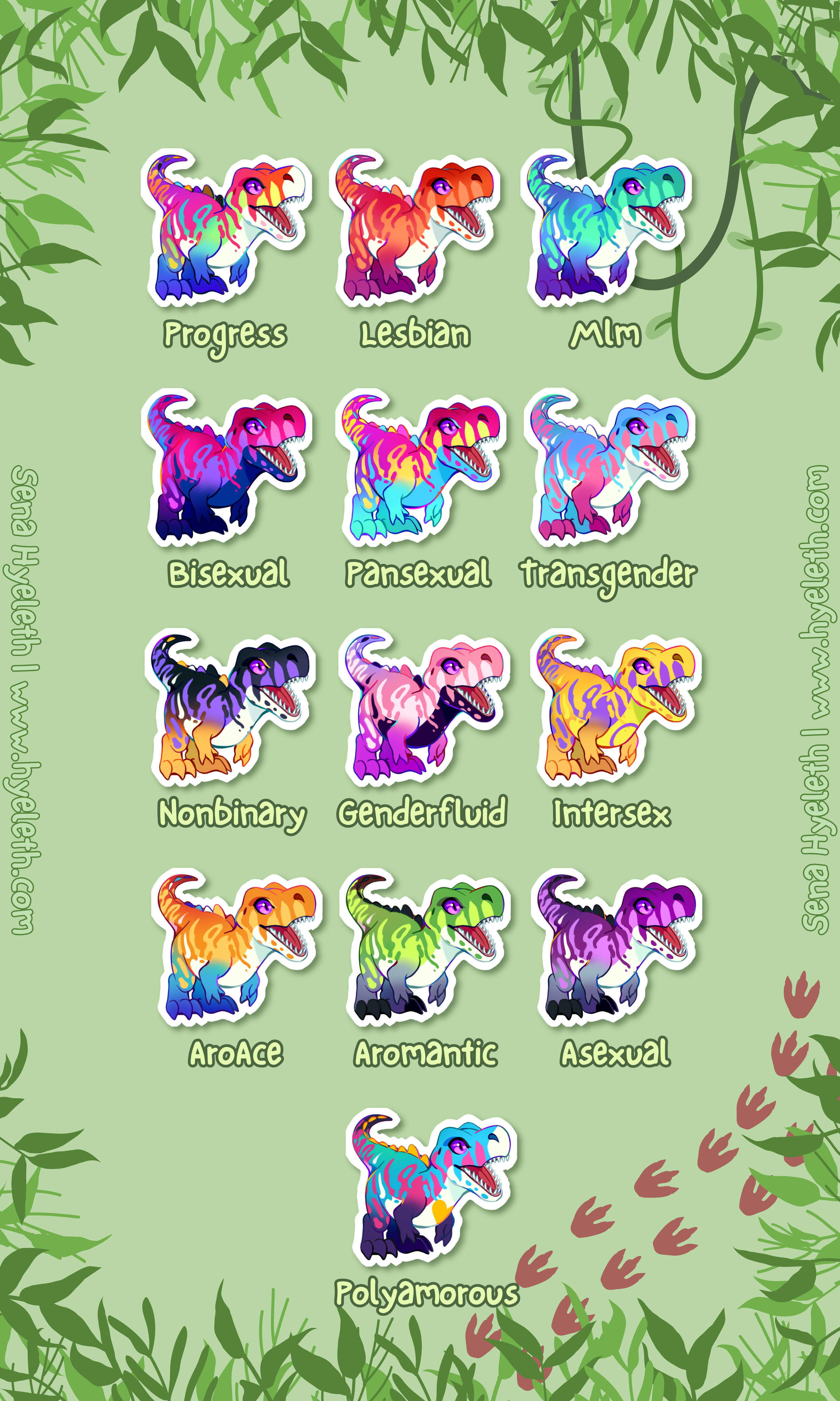 🏳️‍🌈Paleo Pride🏳️‍⚧️ T-Rex | Holographic Sticker
