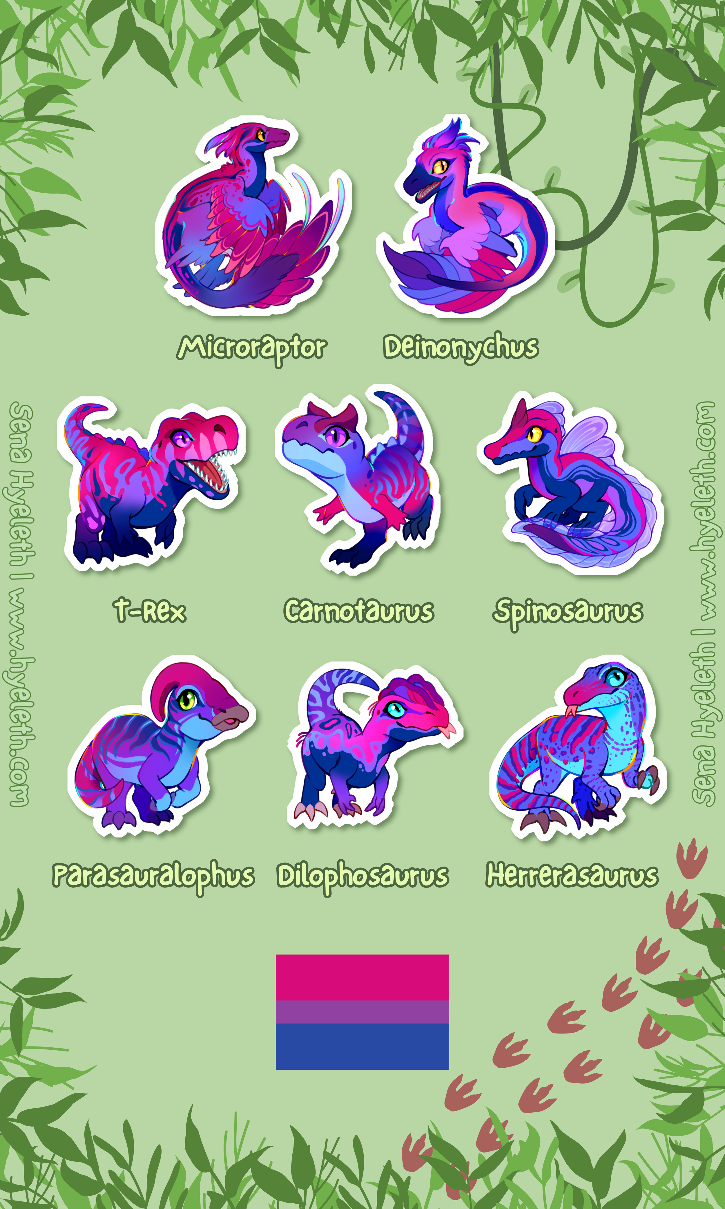 🏳️‍🌈Paleo Pride🏳️‍⚧️ Bisexual Pack | Holographic Sticker Bundle