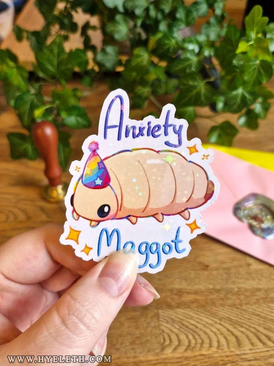 Anxiety Maggot | Holographic Sticker