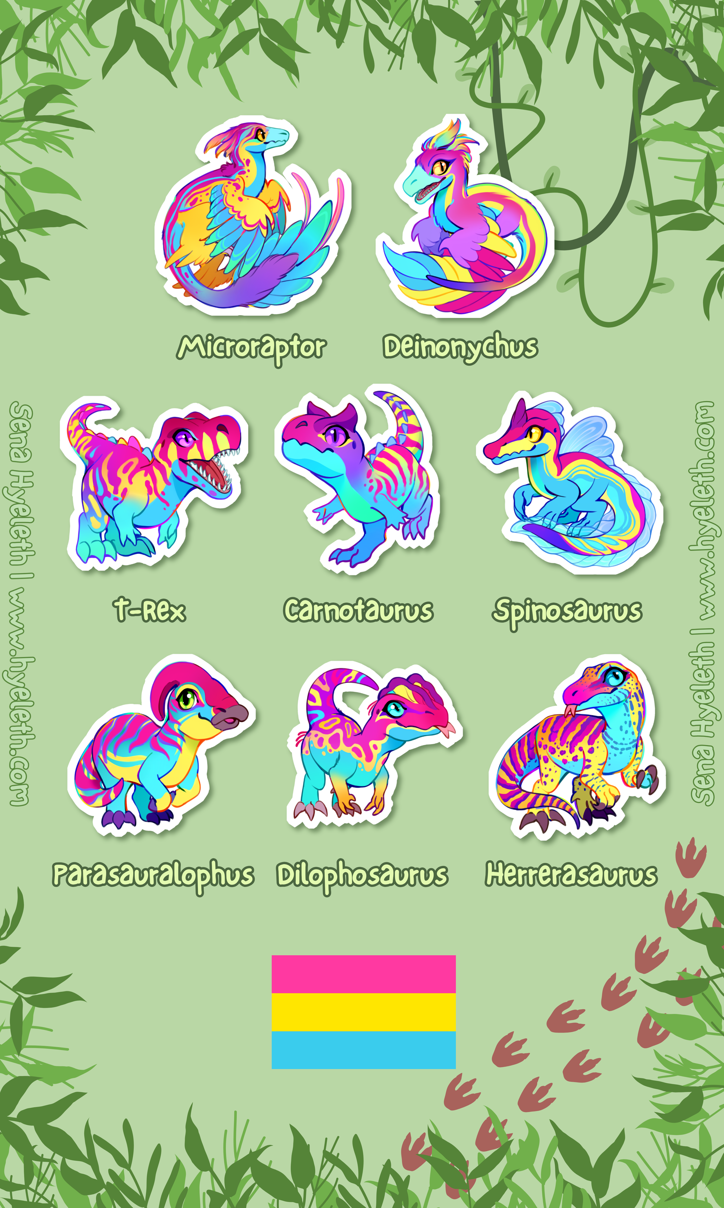 🏳️‍🌈Paleo Pride🏳️‍⚧️ Pansexual Pack | Holographic Sticker Bundle