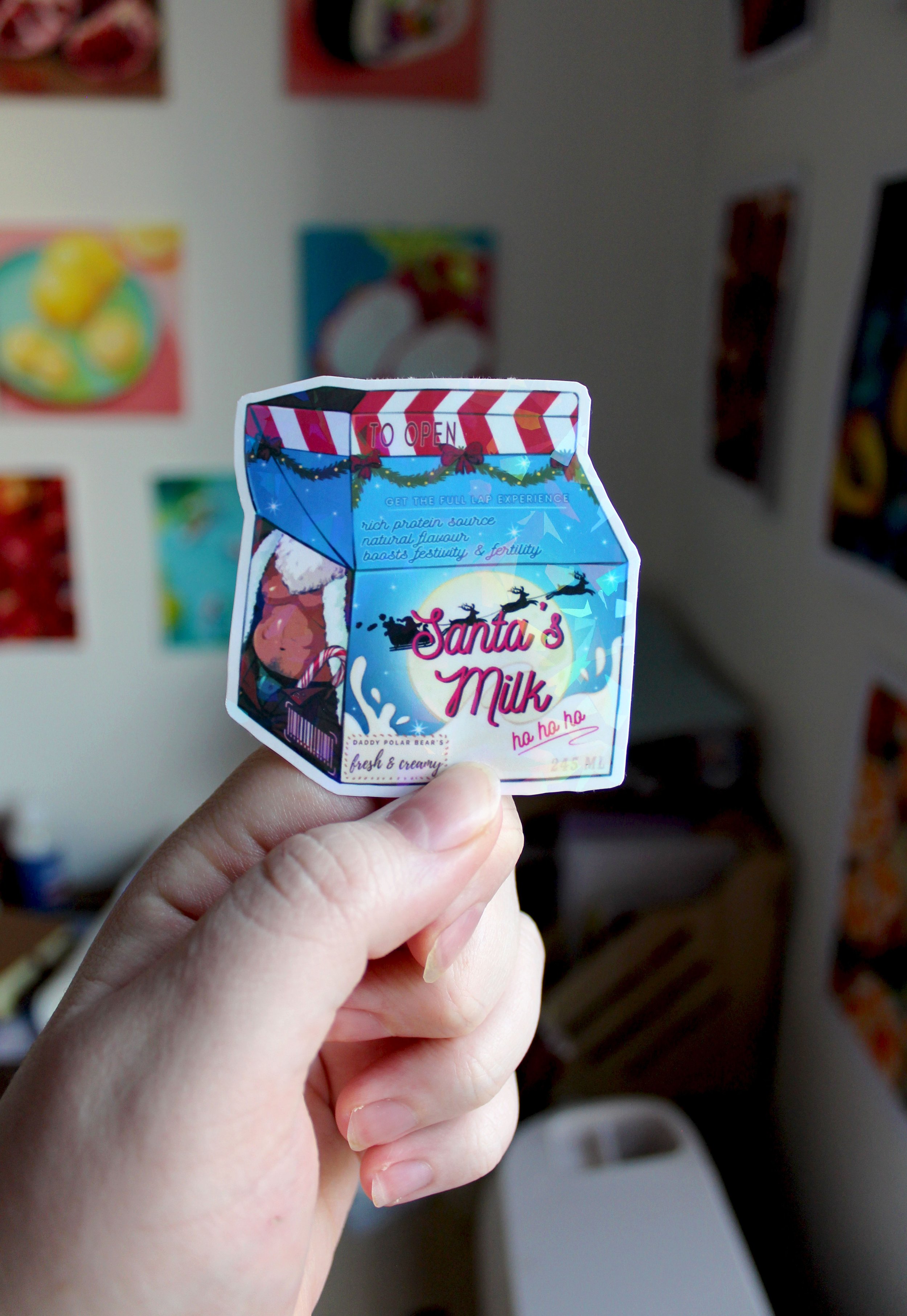 Santa's Milk | Holographic Sticker