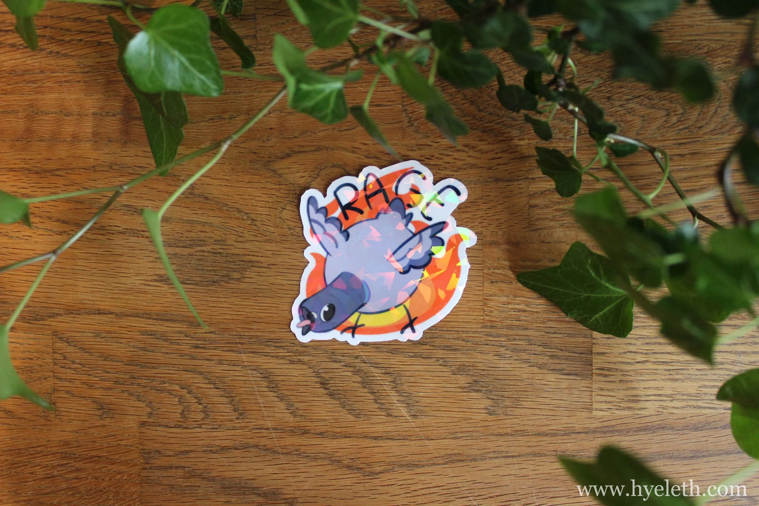 Pigeon Rage | Holographic Sticker