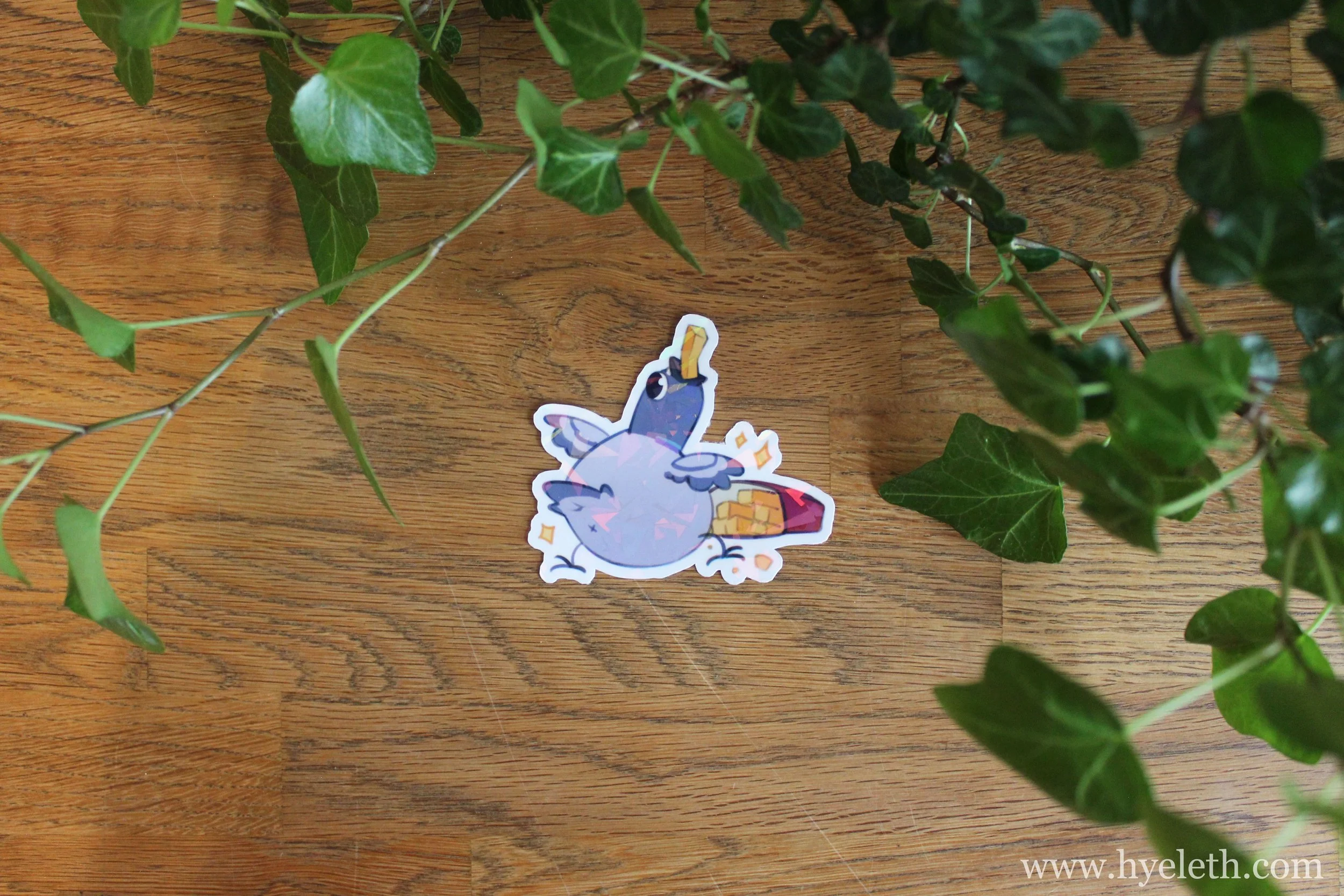 Pigeon with Fries | Holographic Sticker