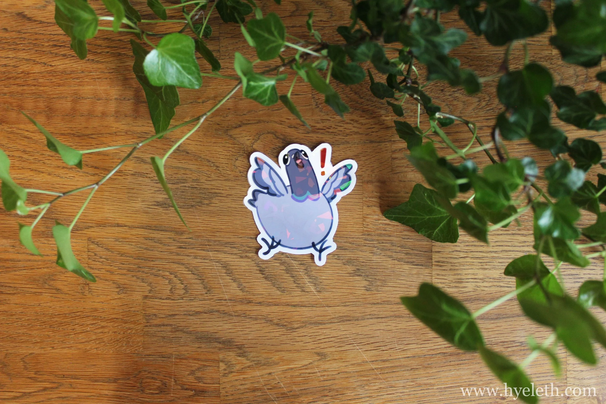Pigeon Panic | Holographic Sticker