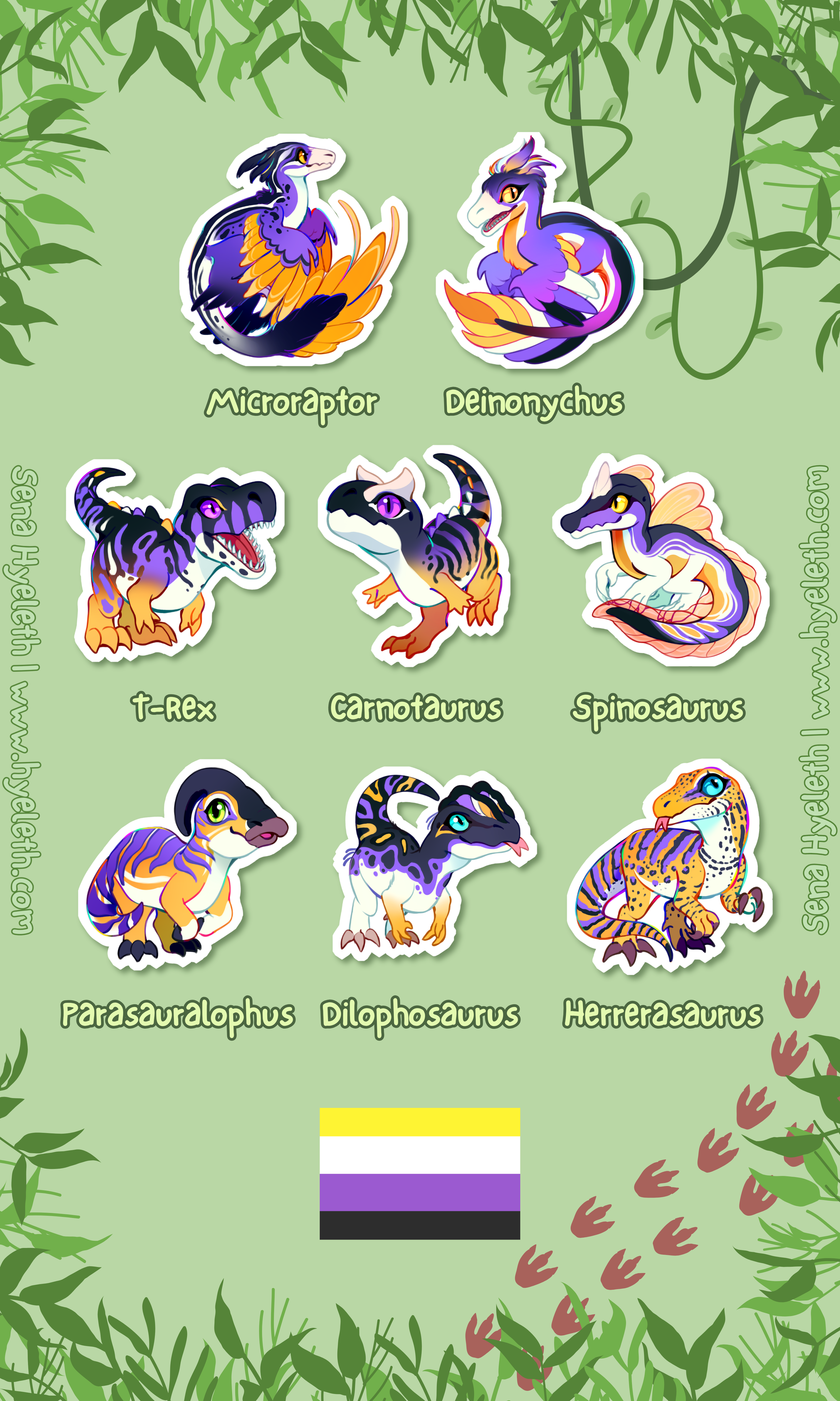 🏳️‍🌈Paleo Pride🏳️‍⚧️ Nonbinary Pack | Holographic Sticker Bundle