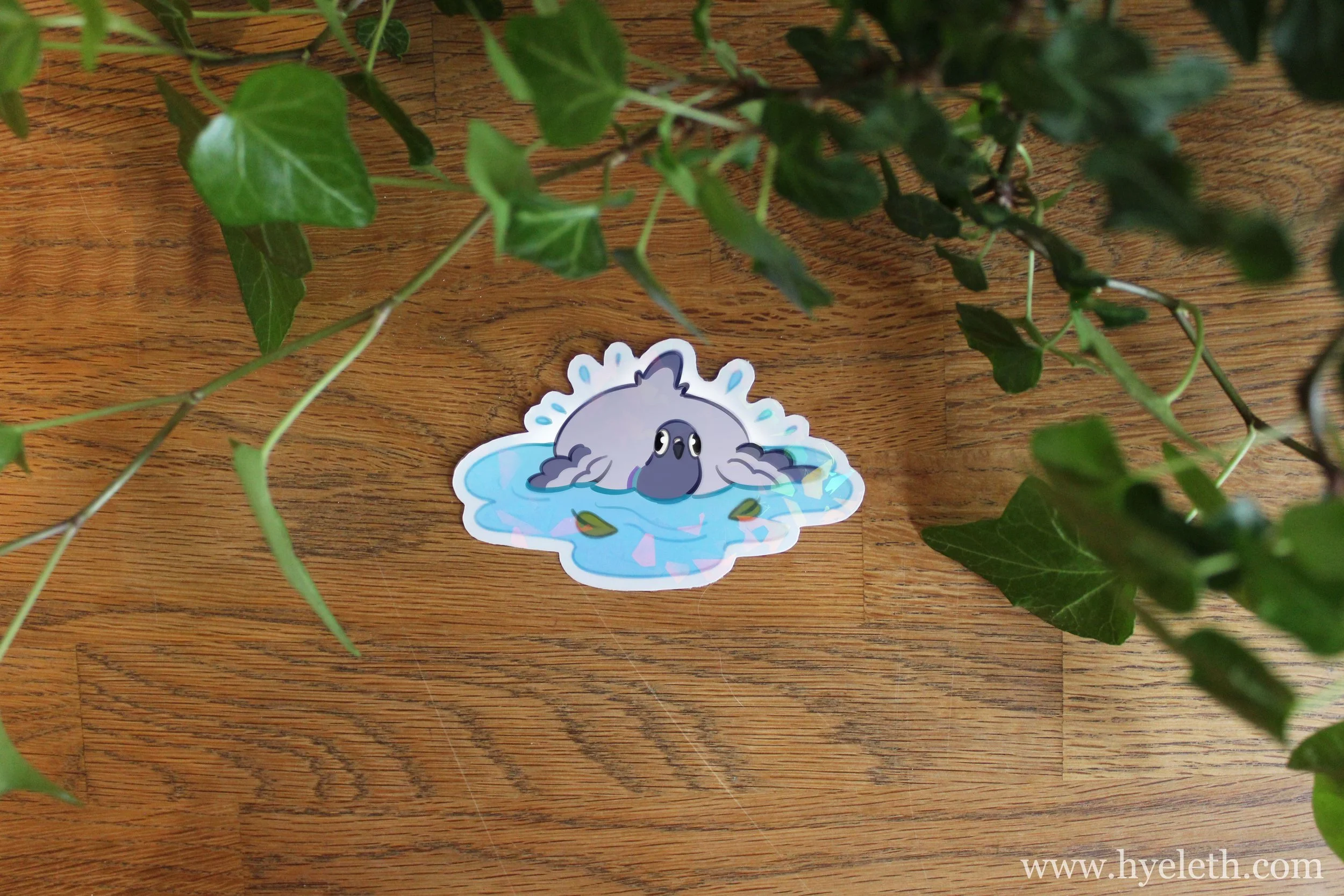 Pigeon Puddle | Holographic Sticker