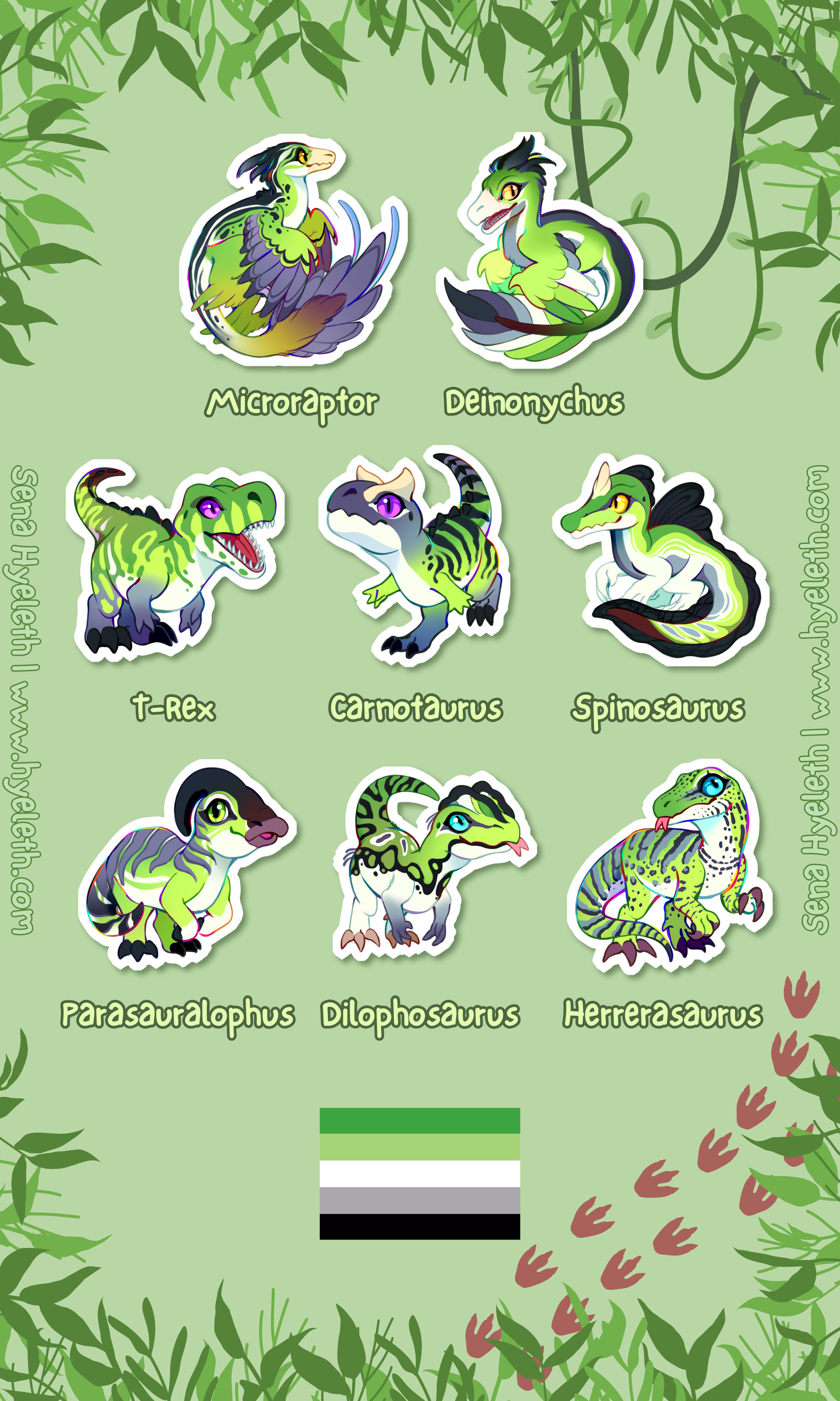 🏳️‍🌈Paleo Pride🏳️‍⚧️ Aromantic Pack | Holographic Sticker Bundle