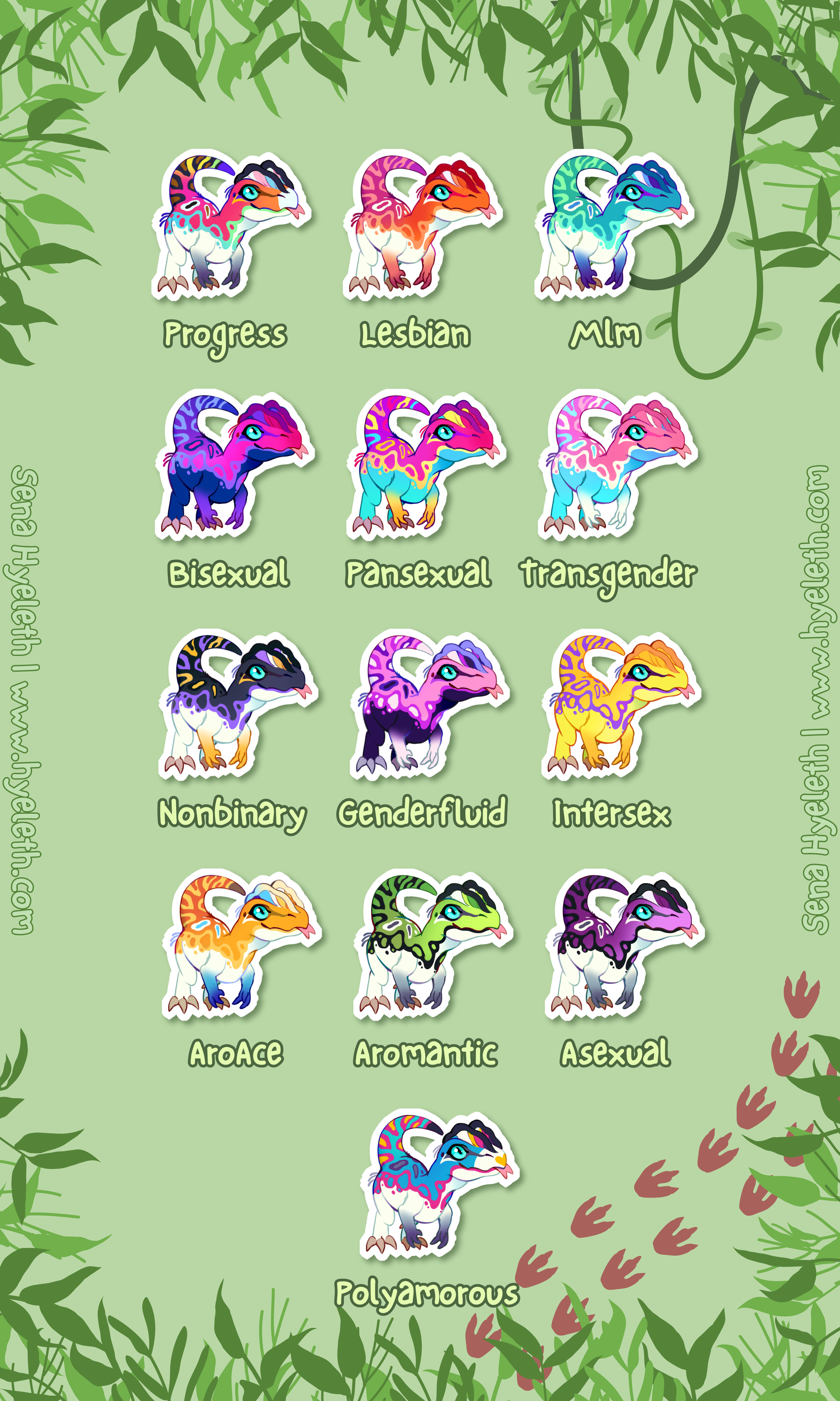 🏳️‍🌈Paleo Pride🏳️‍⚧️ Dilophosaurus | Holographic Sticker