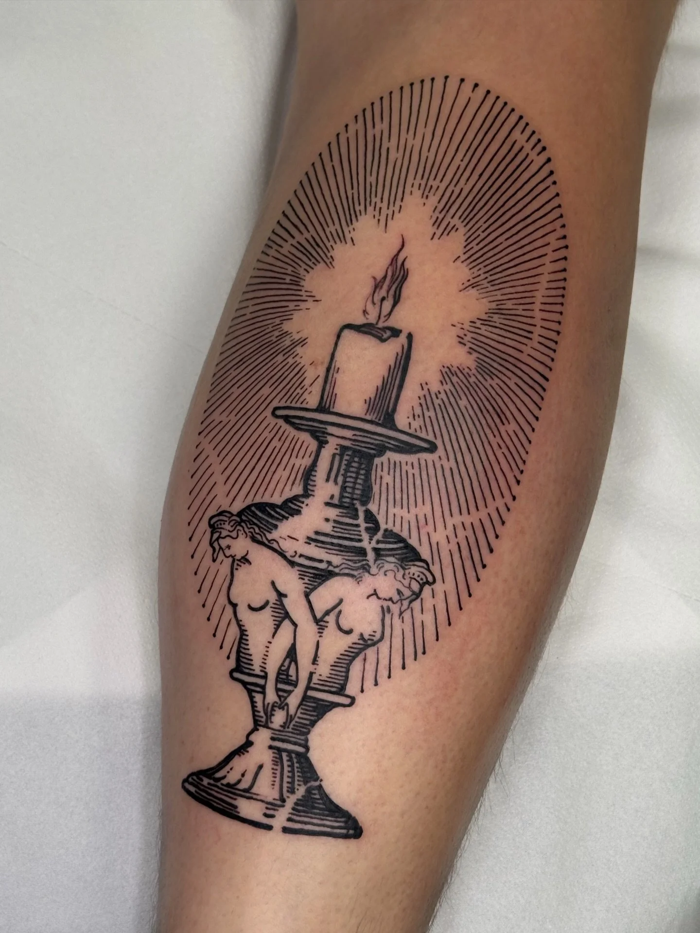 Candelabra 🕯️ 
.
.
LONDON TAKING BOOKINGS MAR/APR
.
.
#london#etching#engraving#woodcuttattoo