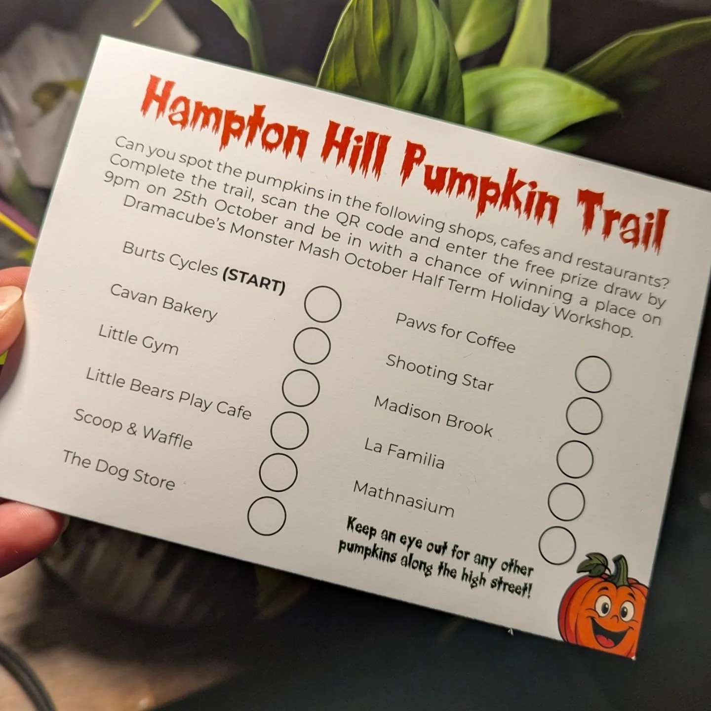 If you're in and around #hamptonhill tomorrow, why not take part in the pumpkin trail from 3-5pm? Start at @burtscycles , complete the trail and enter a free prize draw to win a place on @dramacube 's Monster Mash October Half Term Holiday Workshop!
