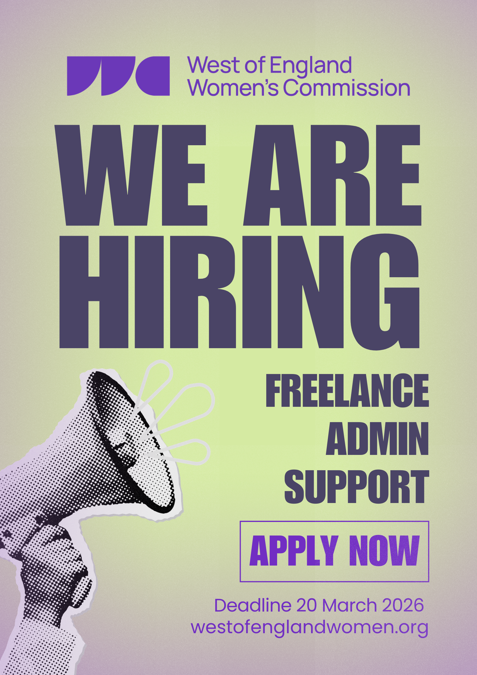 West of England Women’s Commission is hiring freelance admin support