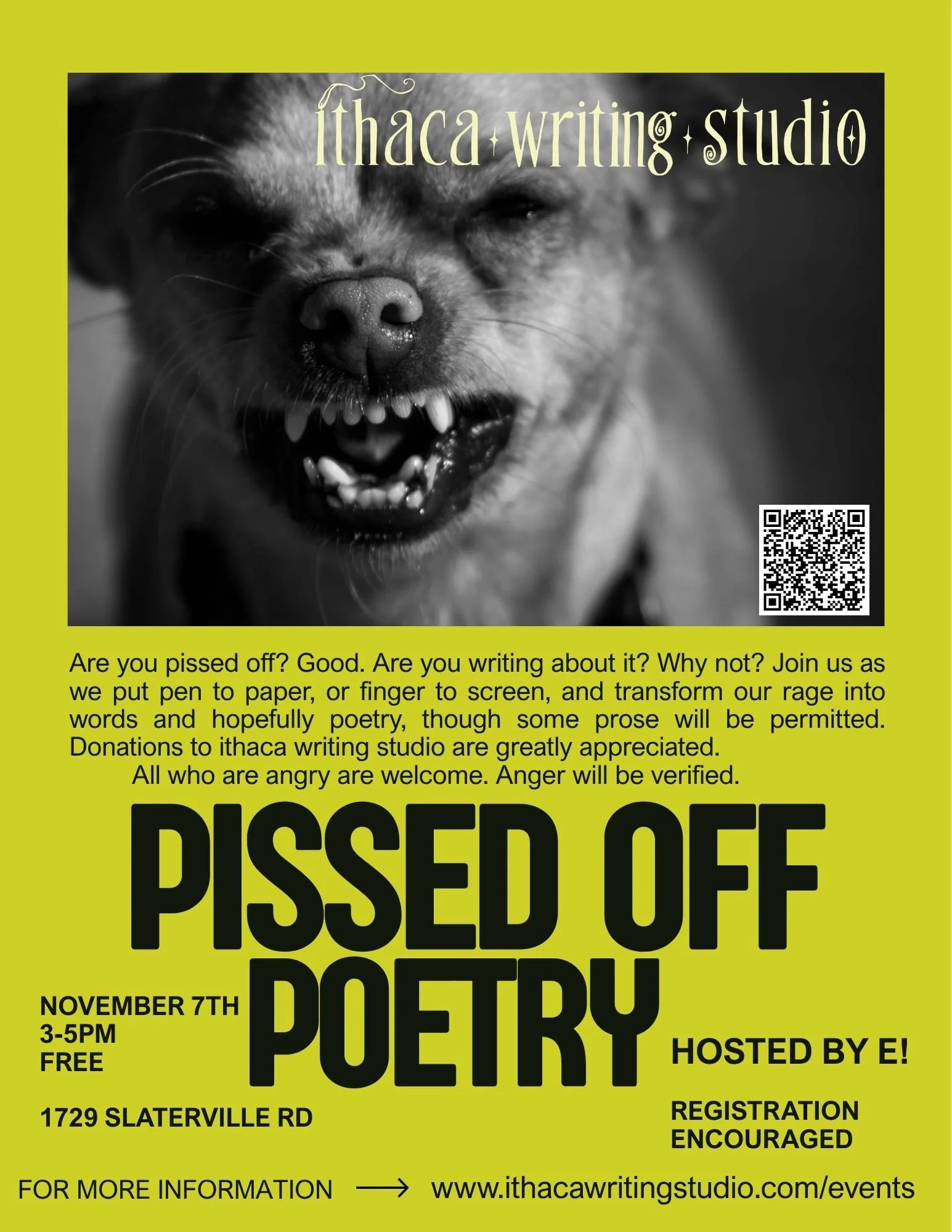 Pissed Off Poetry with E November 7th, 3-5pm