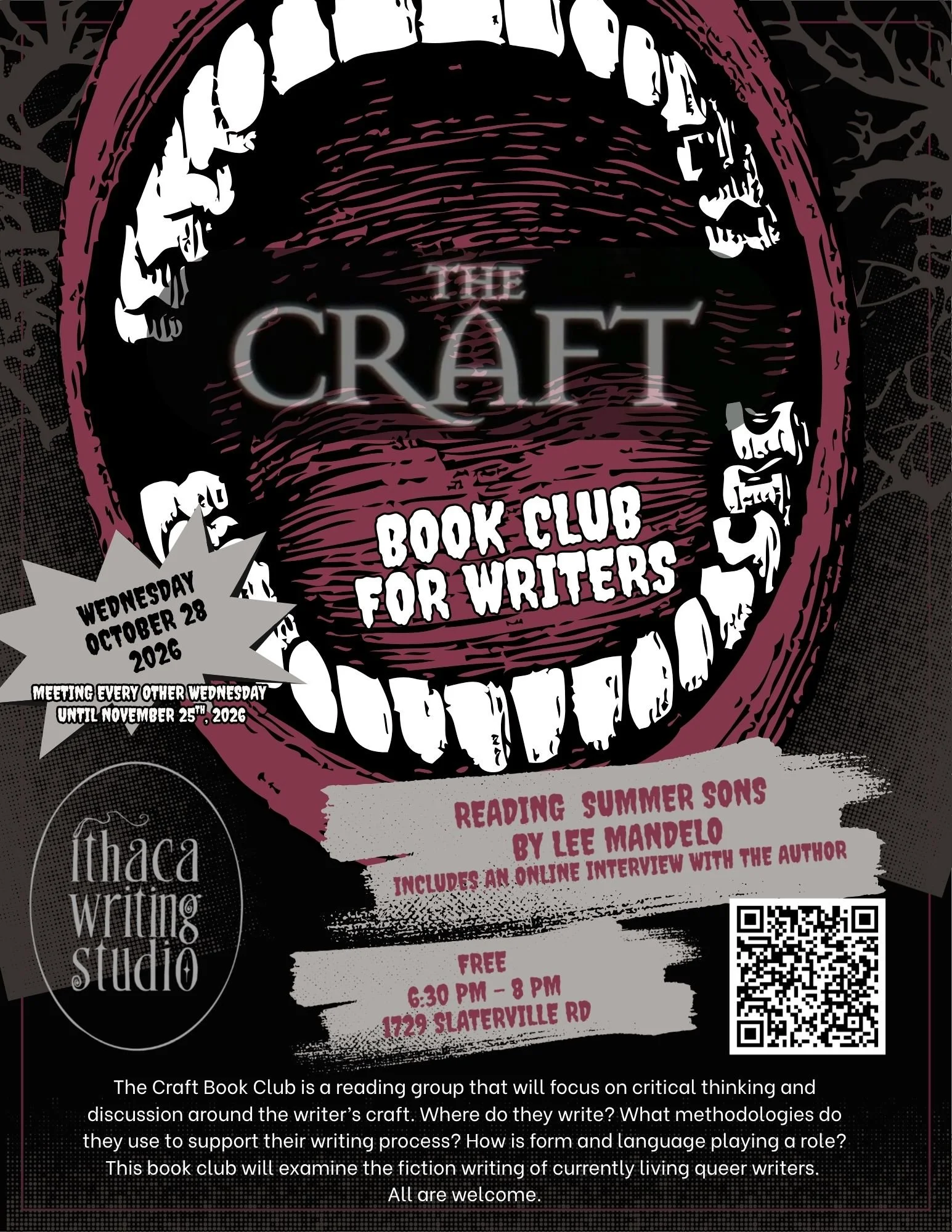The Craft: Book Club for Writers 10/28 6:30-8pm - Reading Summer Sons by Lee Mandelo