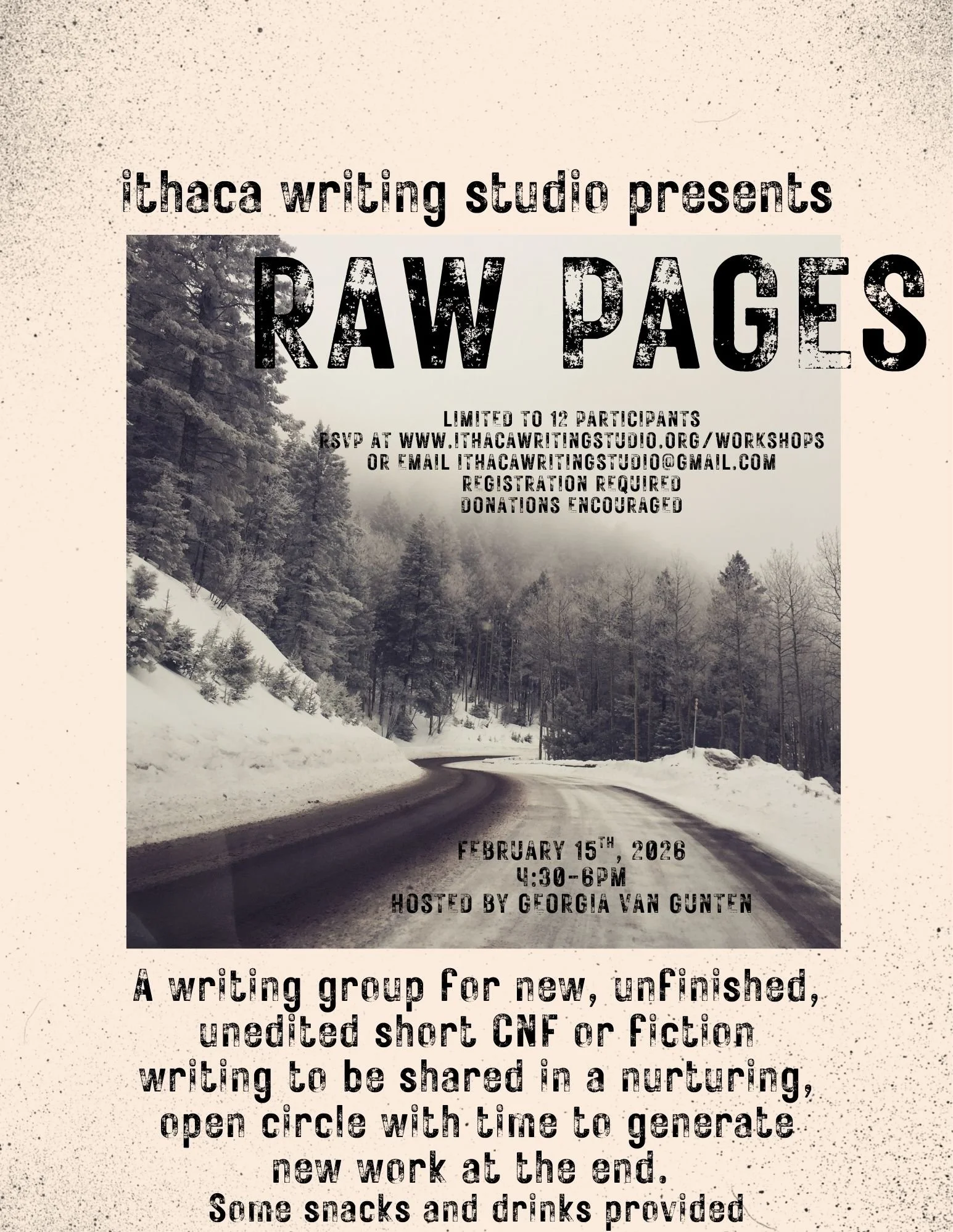 Raw Pages Writing Group, February 15th, 2026 -  4:30-6pm