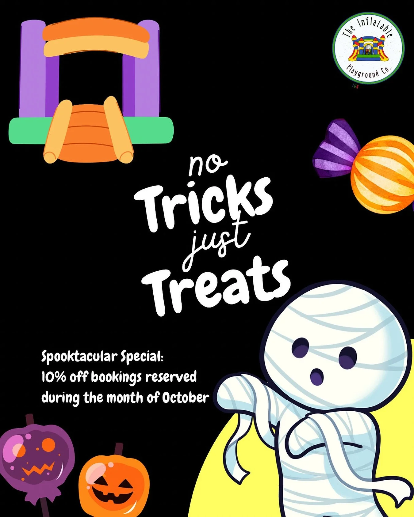 🎃👻 PSA: The clock is ticking! Our October deal vanishes at 11:59PM Friday the 31st!
Book today = 10% OFF your inflatable rental for any future date through 2025! 🏰✨

Make future-you proud. Book now. 🧡

🌐 www.theinflatableplaygroundco.com
📲 405.